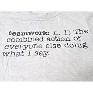 "Teamwork" Gray Men's XL Baseline Graphic T Shirt Light Gray Funny Quote Boss
